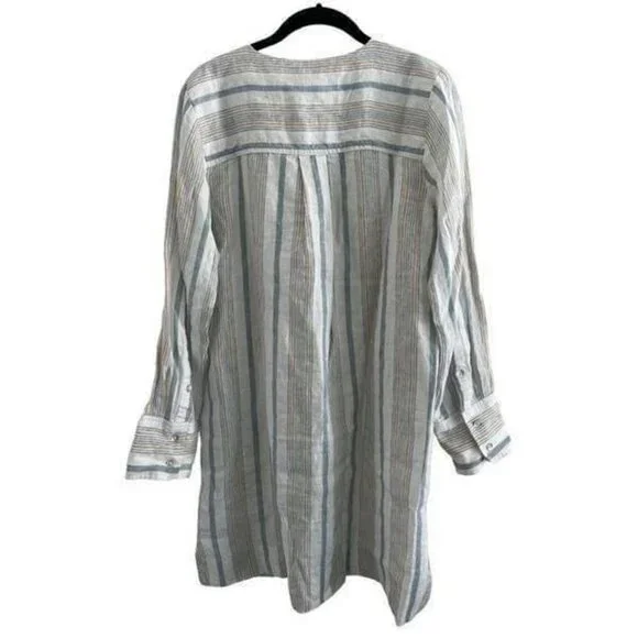 Faherty Beach Days Linen Luciano Stripe Tunic S - Picture 2 of 4